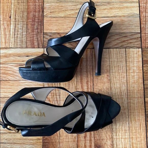 Black Strappy Prada Heels - Picture 1 of 5